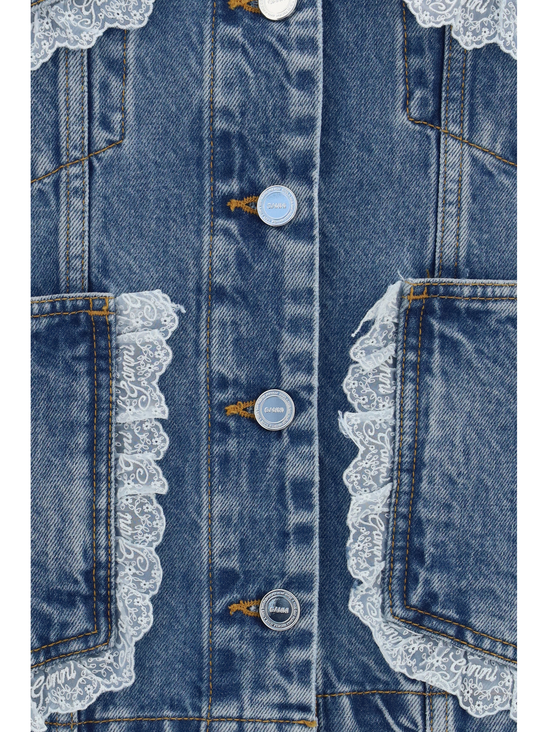 Rigid denim Jacket with lace details 3