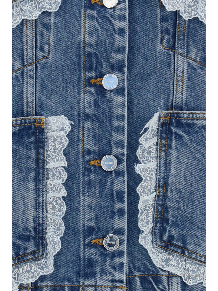 Rigid denim Jacket with lace details 3