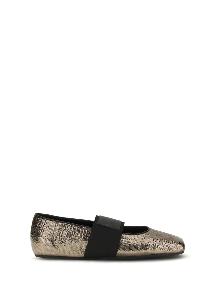 Sliced Square Ballerinas in textured leather 1