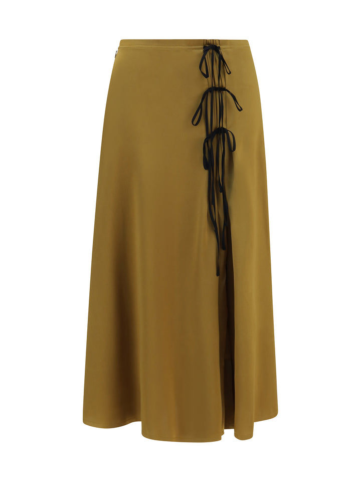 Satin midi Skirt with tie details 1