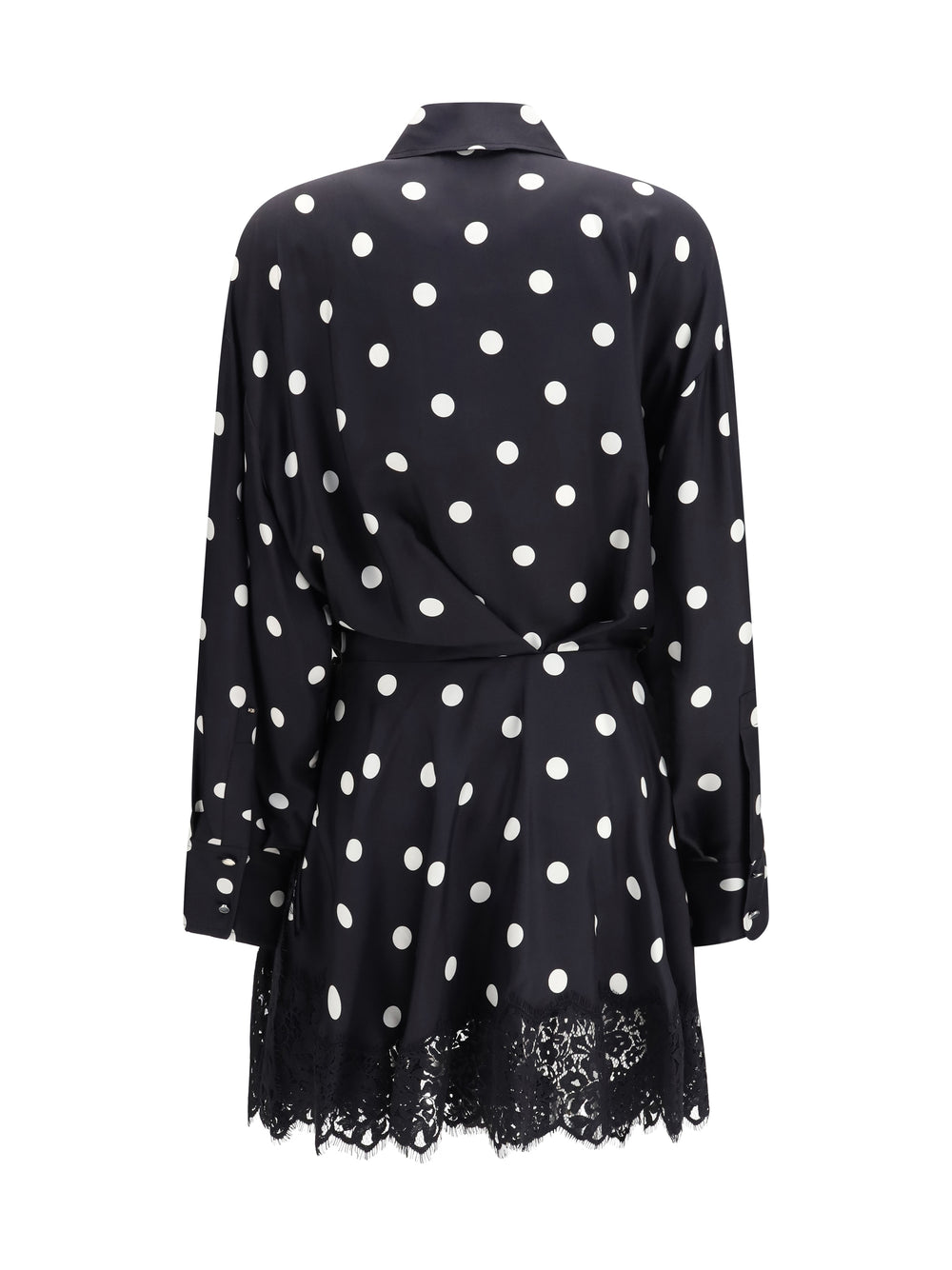 Polka dot lace Dress with drawstring 2