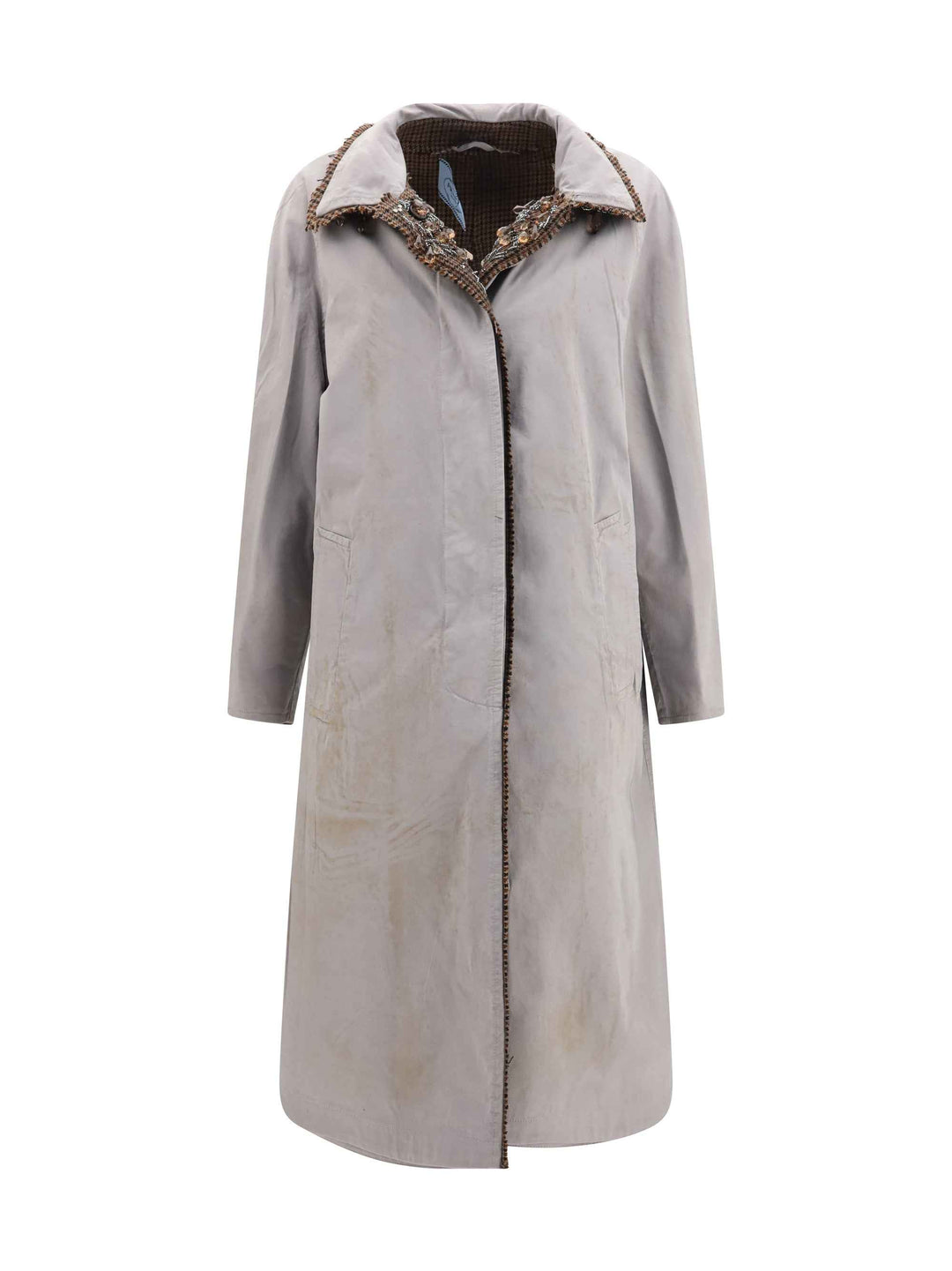 Reversible single-breasted coat with gocce details