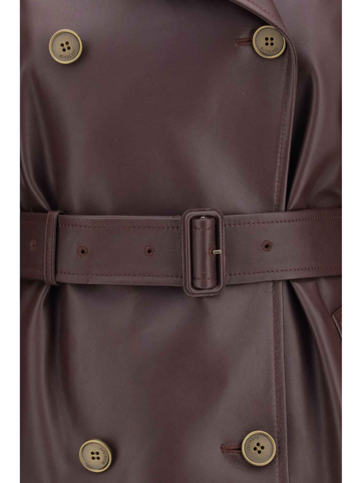 Short leather Trench Coat