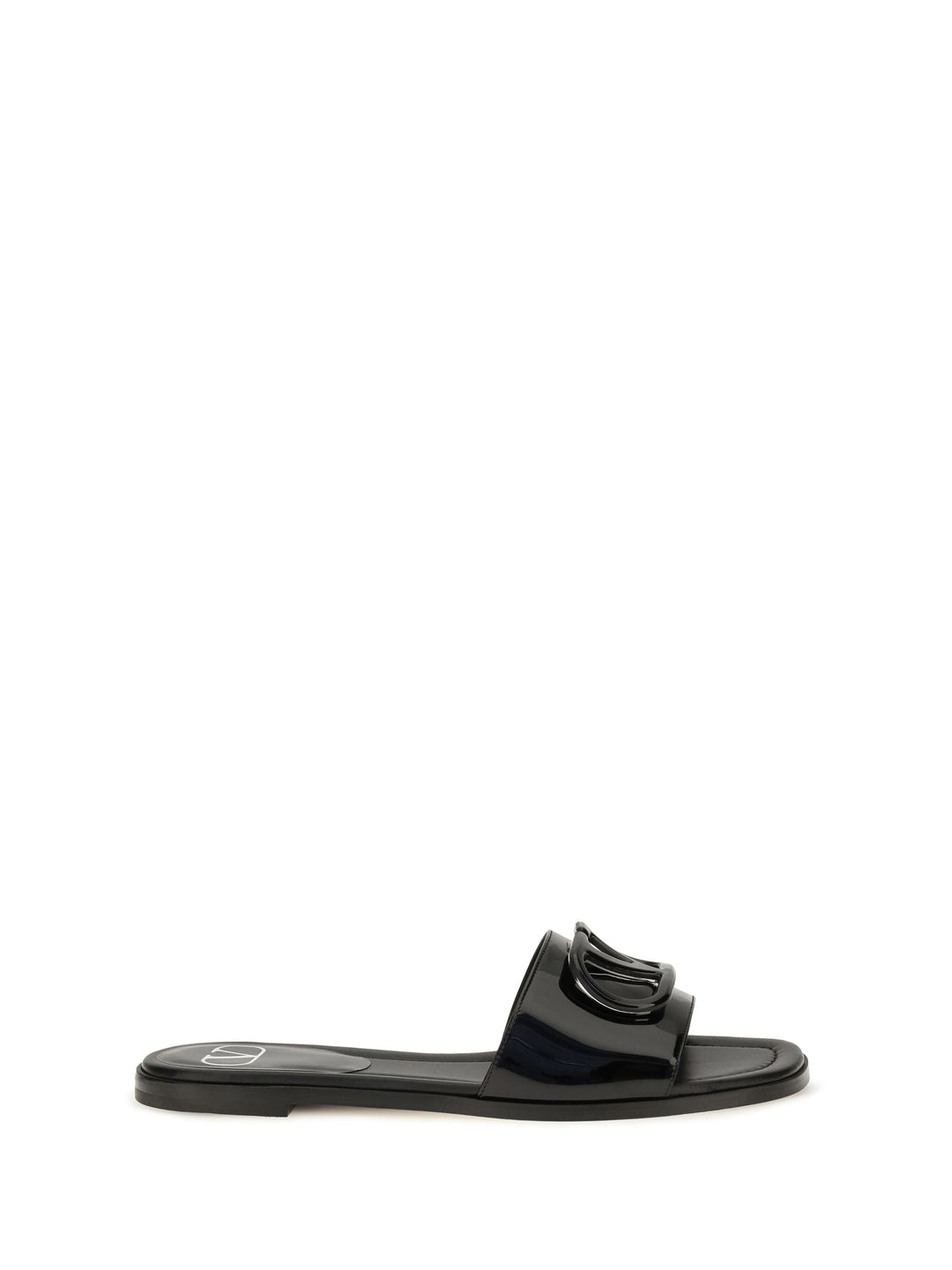 VLogo patent leather Slide Sandals 1