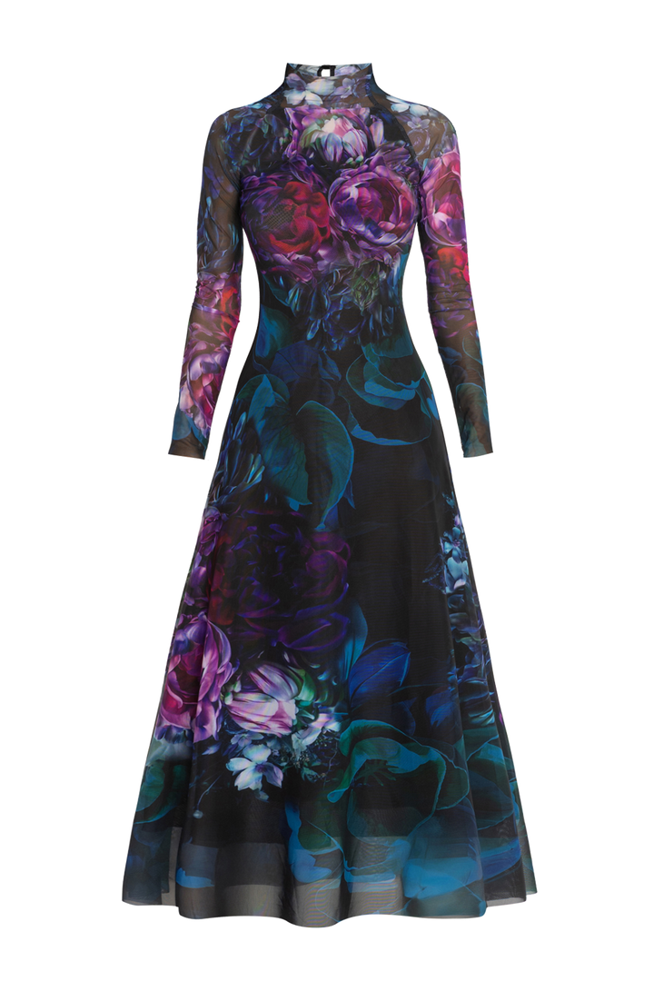 LONG FINE NET DRESS - PEONIES JIORO ДЪЛГА РОКЛЯ ОТ ФИНА МРЕЖА - PEONIES JIORO