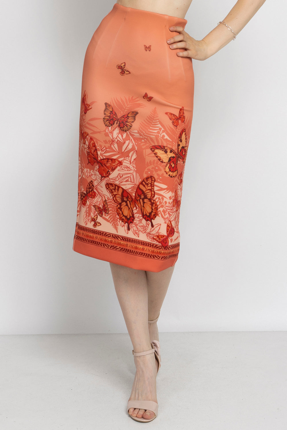 KNEE-LENGTH PENCIL SKIRT - PAPAYA BUTTERFLIES JIORO ПОЛА ДО КОЛЯНОТО - PAPAYA BUTTERFLIES JIORO
