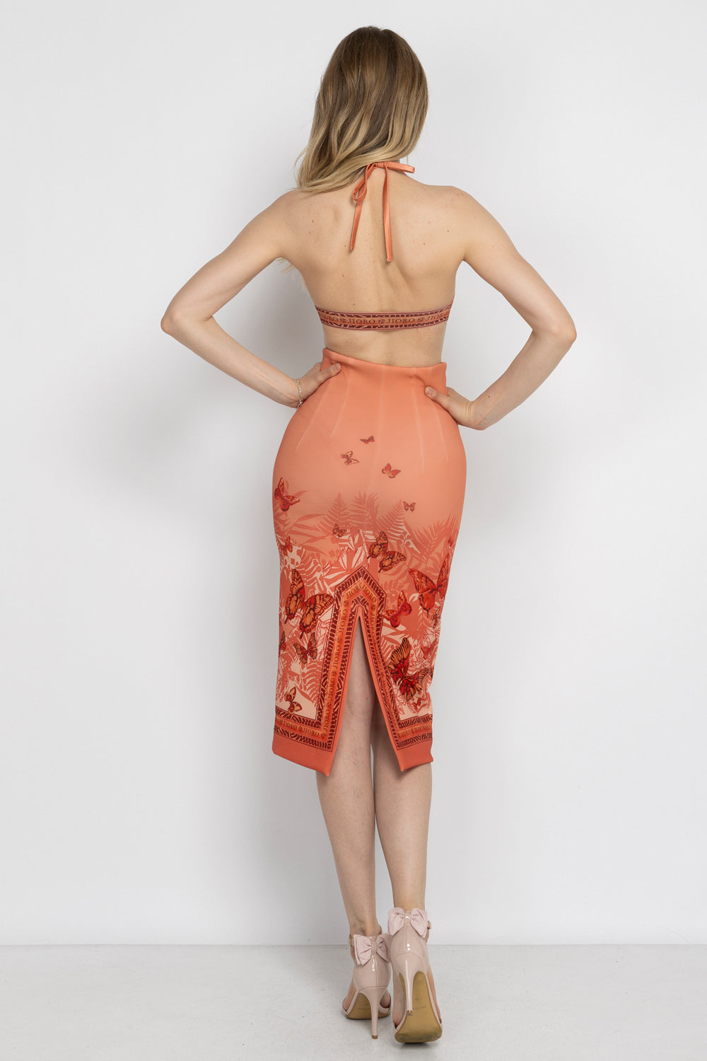 KNEE-LENGTH PENCIL SKIRT - PAPAYA BUTTERFLIES JIORO ПОЛА ДО КОЛЯНОТО - PAPAYA BUTTERFLIES JIORO