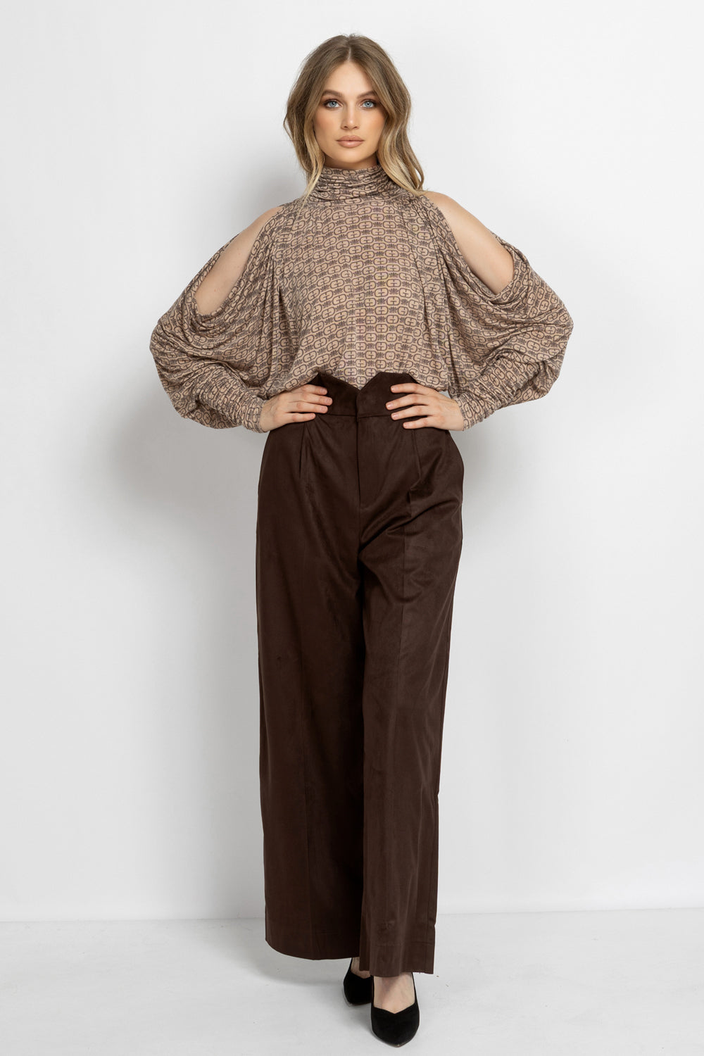 MODAL BATWING TURTLENECK TOP - MOCHA MOUSSE LOGO