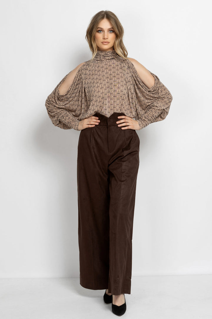 MODAL BATWING TURTLENECK TOP - MOCHA MOUSSE LOGO