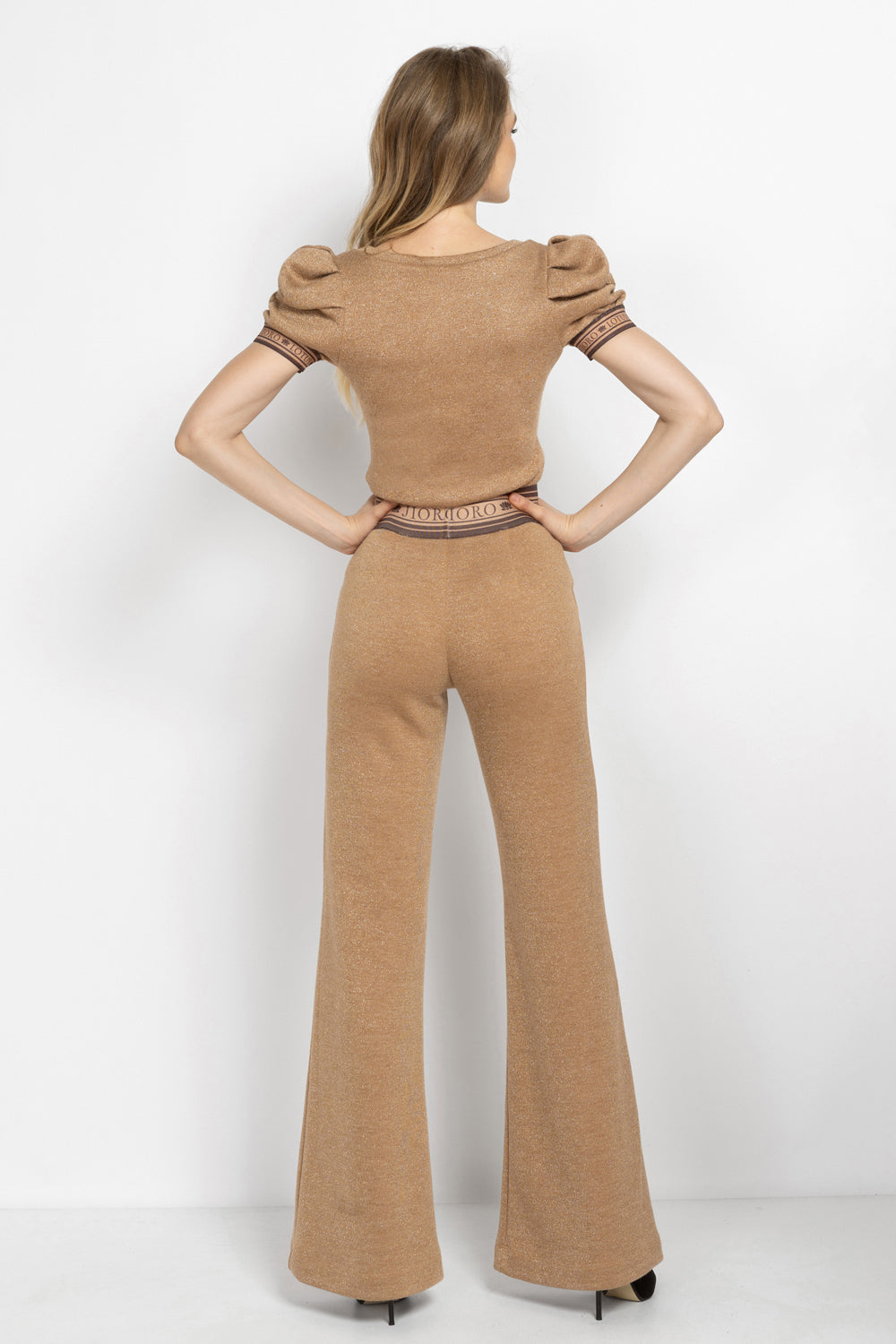GOLD LUREX CHARLESTON PANTS - ESSENTIALS