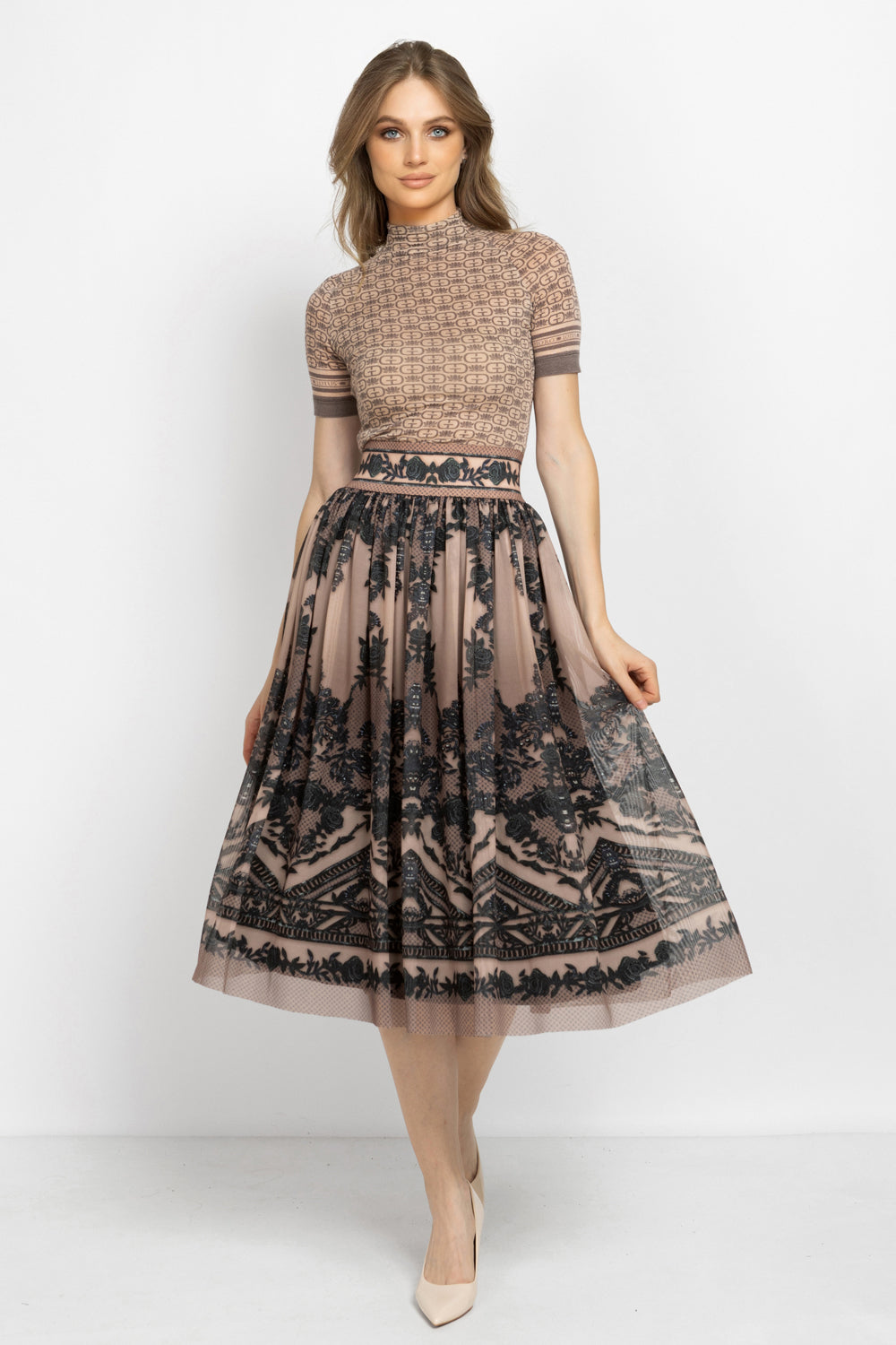 SHORT-SLEEVE MODAL TOP - MOCHA MOUSSE LOGO