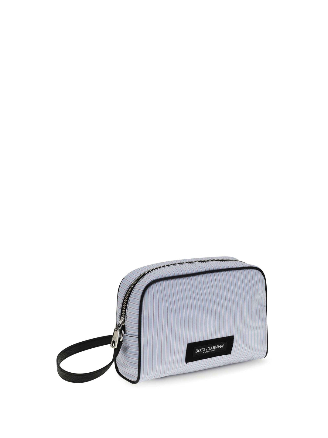Striped poplin and leather Handbag