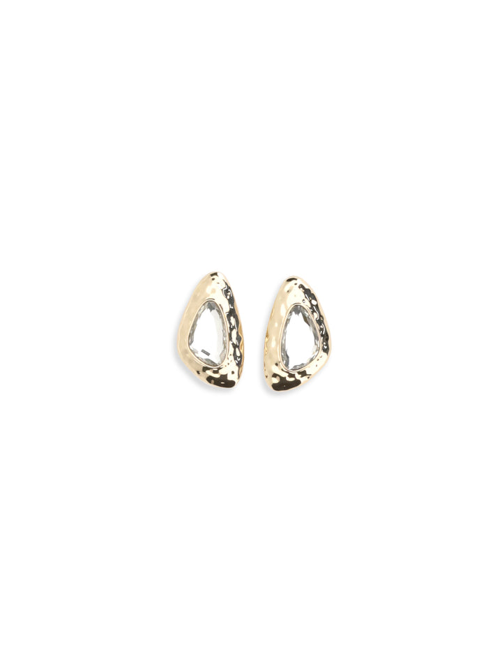 Golden Hammered Crystal Earrings 1