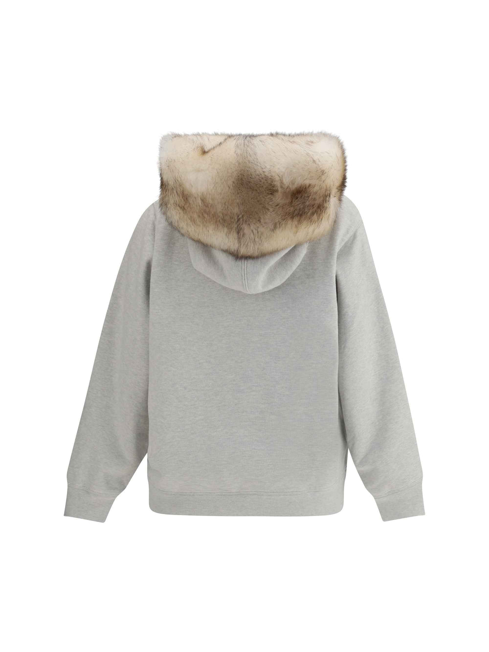 Hoodie features a hood lined in shearling