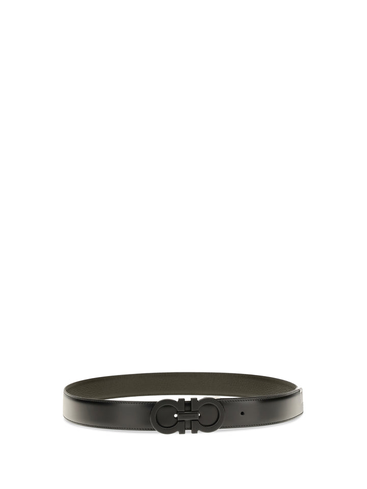 Reversible adjustable Belt with textured Gancini buckle 2