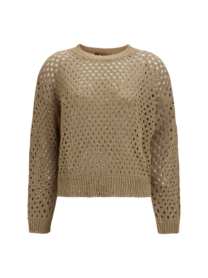Open knit cotton Sweater with sequins 1