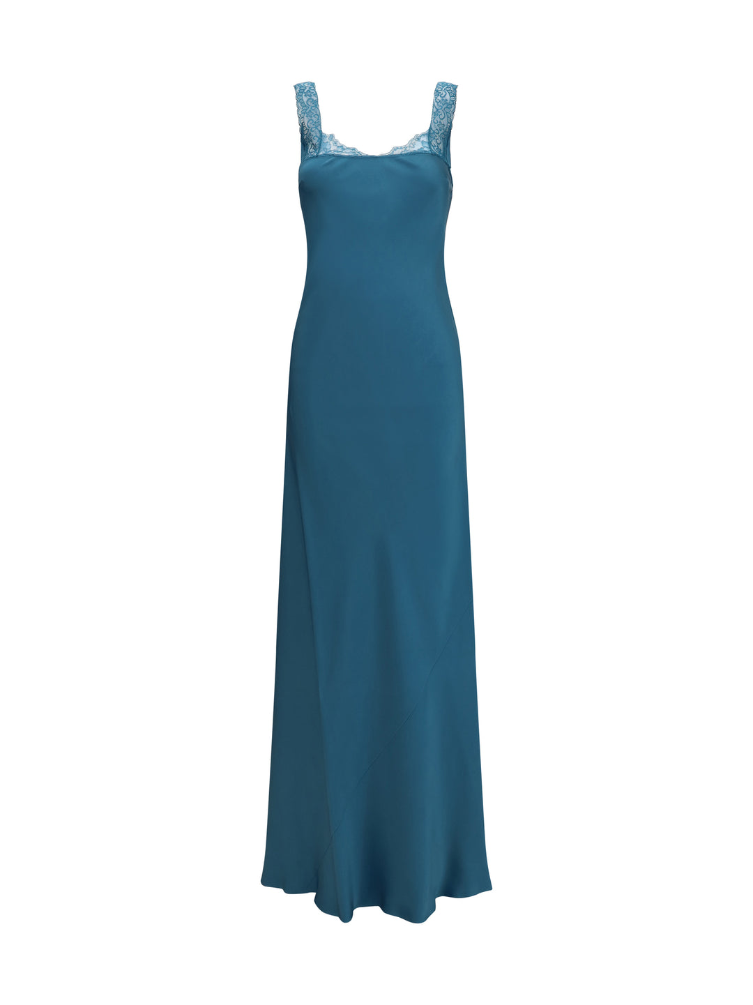 satin maxi Dress with lace trims 1