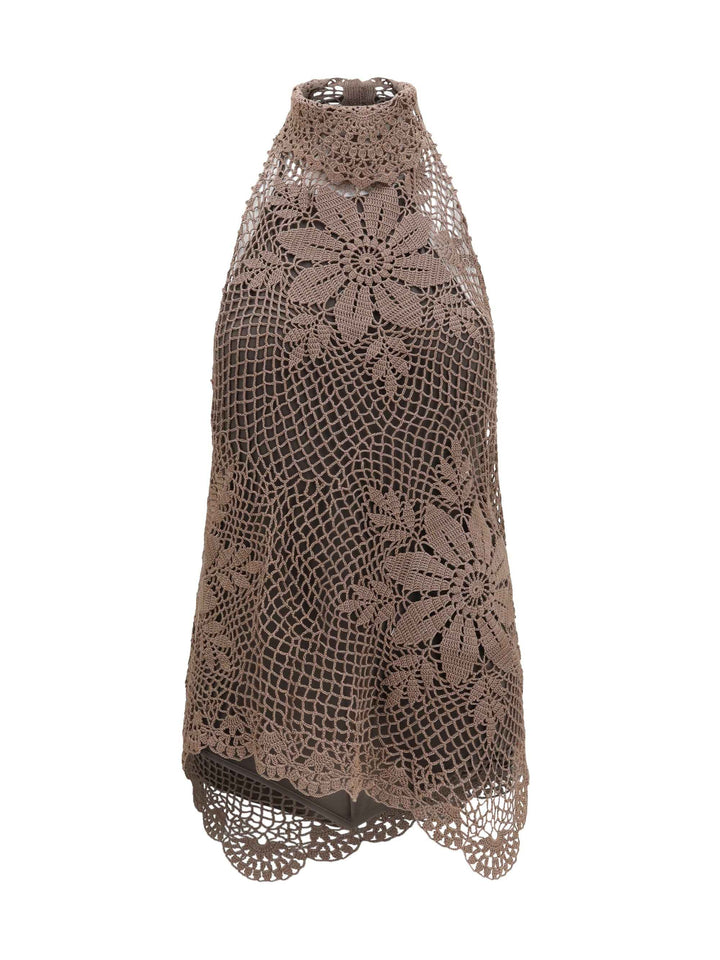 Crochet lace high-neck Top