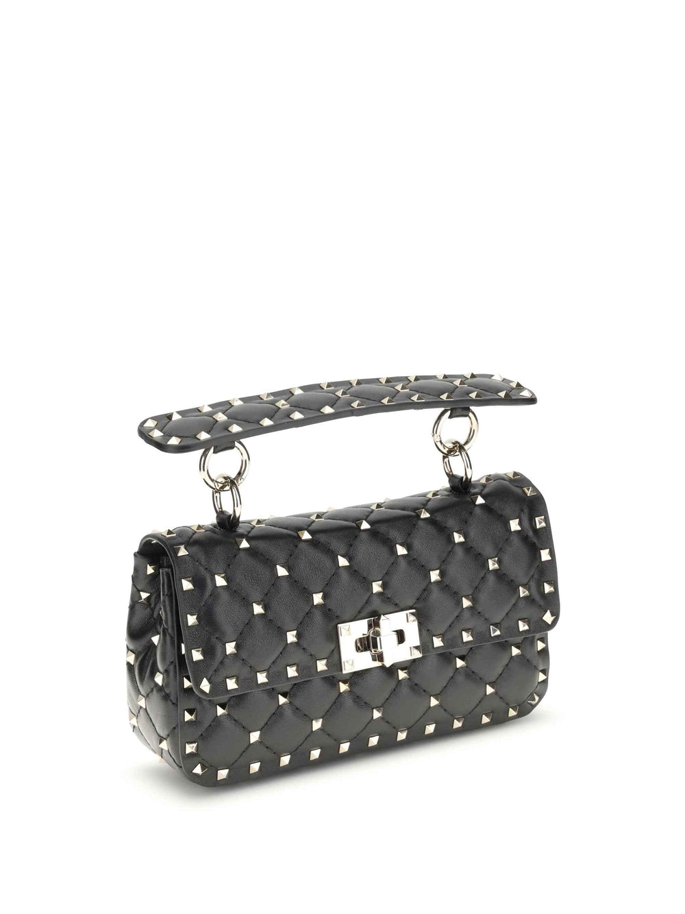 Rockstud Spike mini Top Handle Bag in nappa