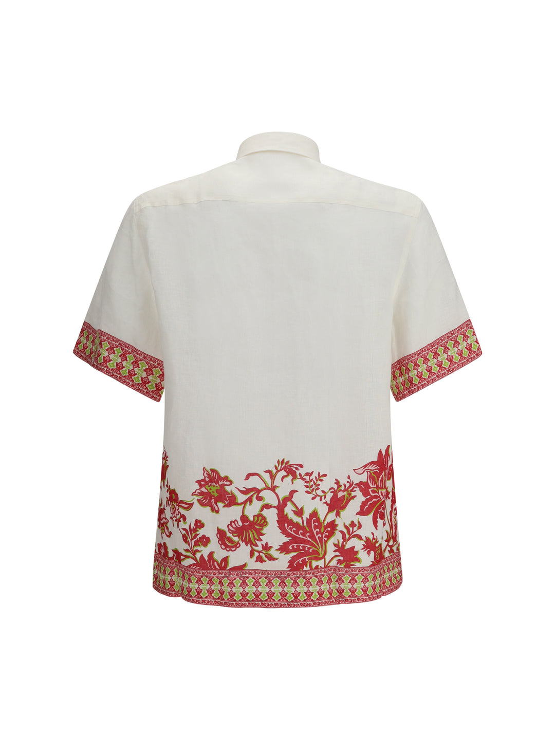 Linen shirt with floral print and short sleeves 2
