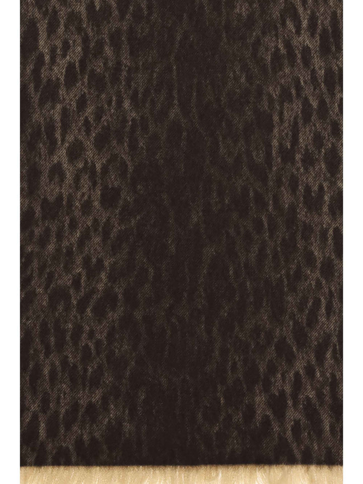 Leopard-print wool Scarf with monogram