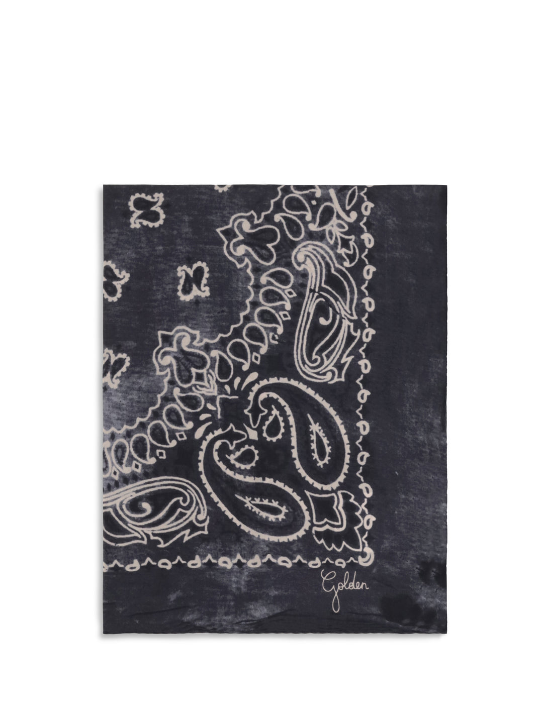 Golden paisley printed silk Scarf 1