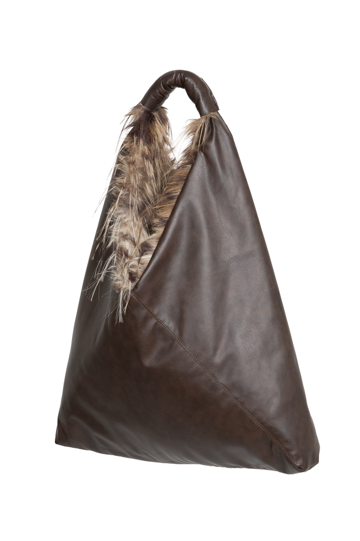 REVERSIBLE SERVAL FAUX FUR AND  LEATHER BAG - ESSENTIALS JIORO ДВУЛИЦЕВА ЧАНТА ОТ ЕКО КОЖА И ИМИТАЦИЯ НА КОЗИНА СЕРВАЛ - ESSENTIALS JIORO