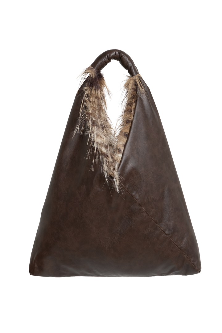 REVERSIBLE SERVAL FAUX FUR AND  LEATHER BAG - ESSENTIALS JIORO ДВУЛИЦЕВА ЧАНТА ОТ ЕКО КОЖА И ИМИТАЦИЯ НА КОЗИНА СЕРВАЛ - ESSENTIALS JIORO