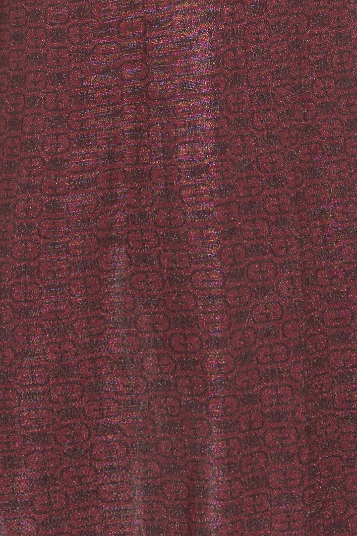 ASYMMETRIC LUREX DRESS WITH KNOT DETAIL AND FRONT DRAWSTRING - BURGUNDY LOGO JIORO АСИМЕТРИЧНА РОКЛЯ ОТ ЛУРЕКС С ВЪЗЕЛ - BURGUNDY LOGO JIORO