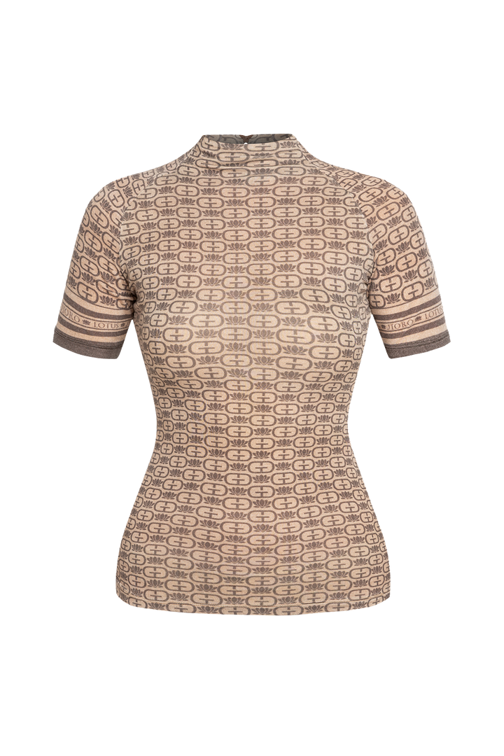 SHORT-SLEEVE MODAL TOP - MOCHA MOUSSE LOGO