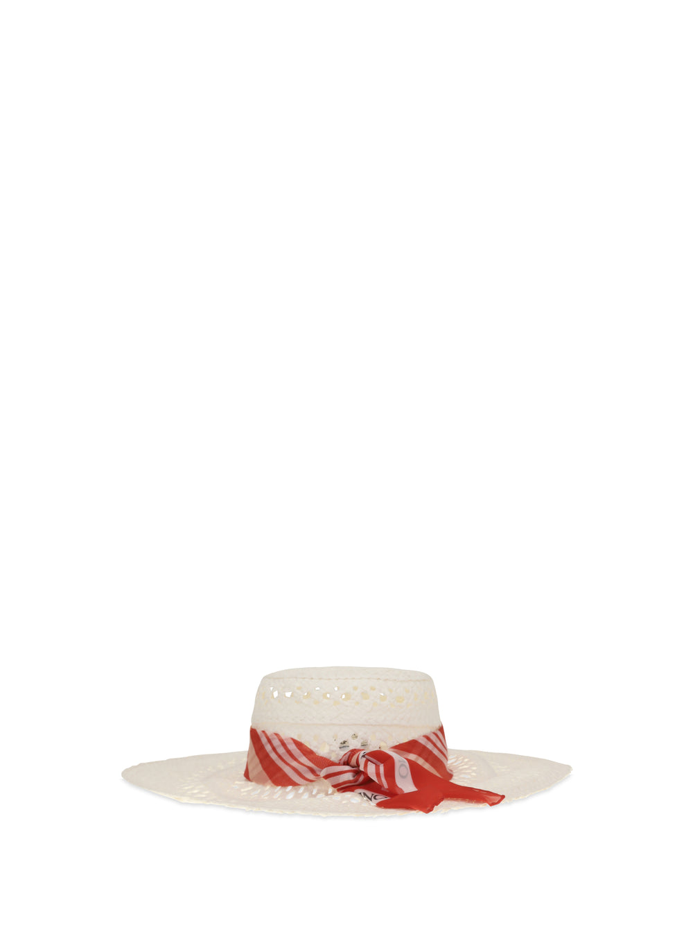 Wide-brim Hat with vichy print silk scarf 2