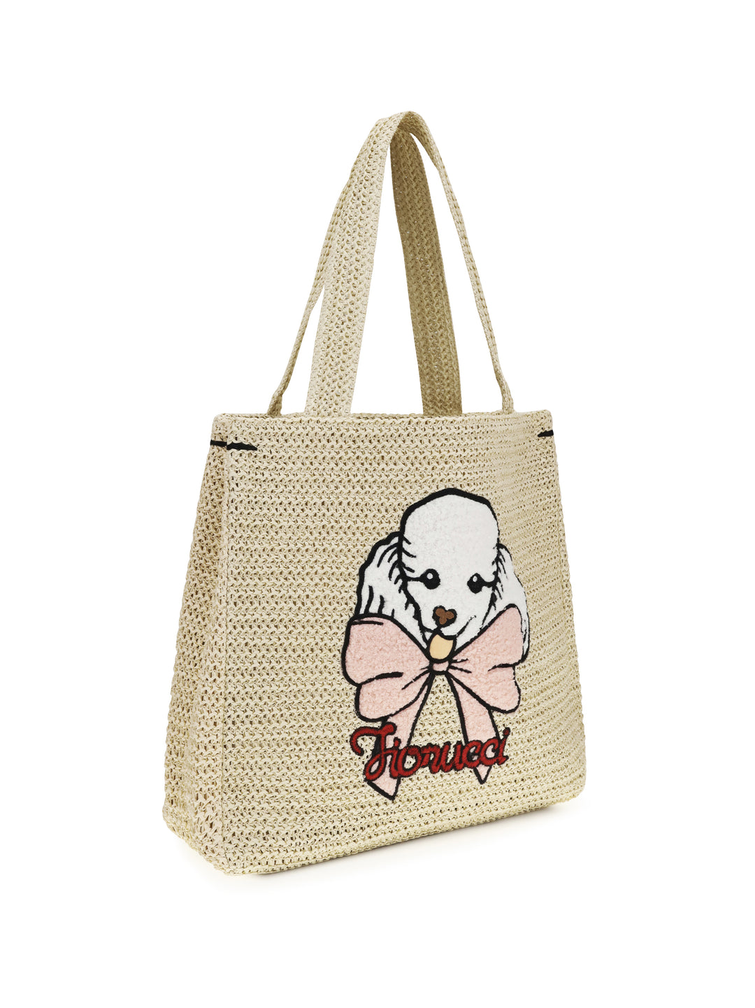 Raffia Tote Bag with poodle 2