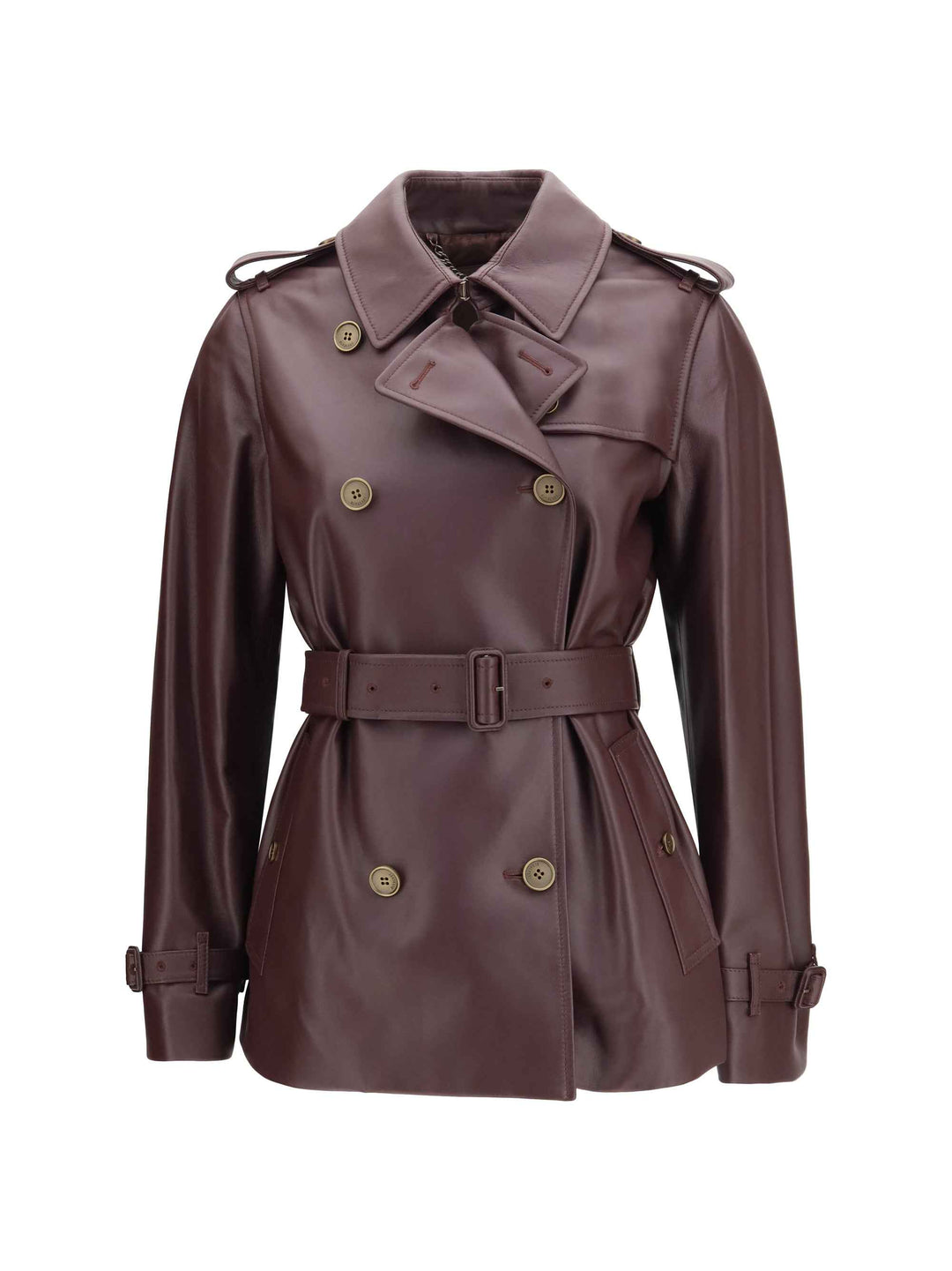 Short leather Trench Coat