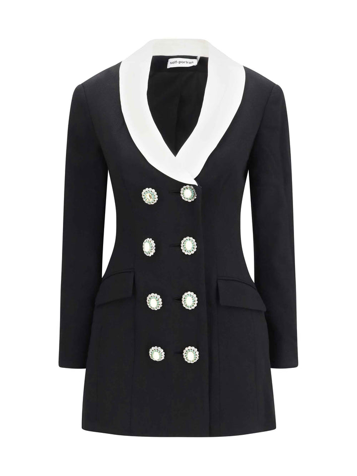 Long double-breasted Blazer with contrast neckline