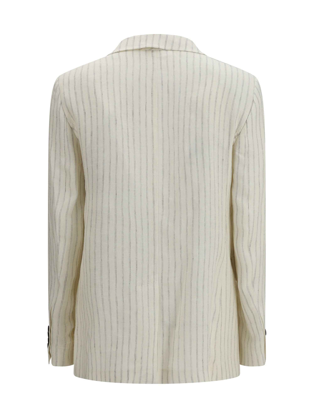 Single-Breasted pinstriped linen Blazer