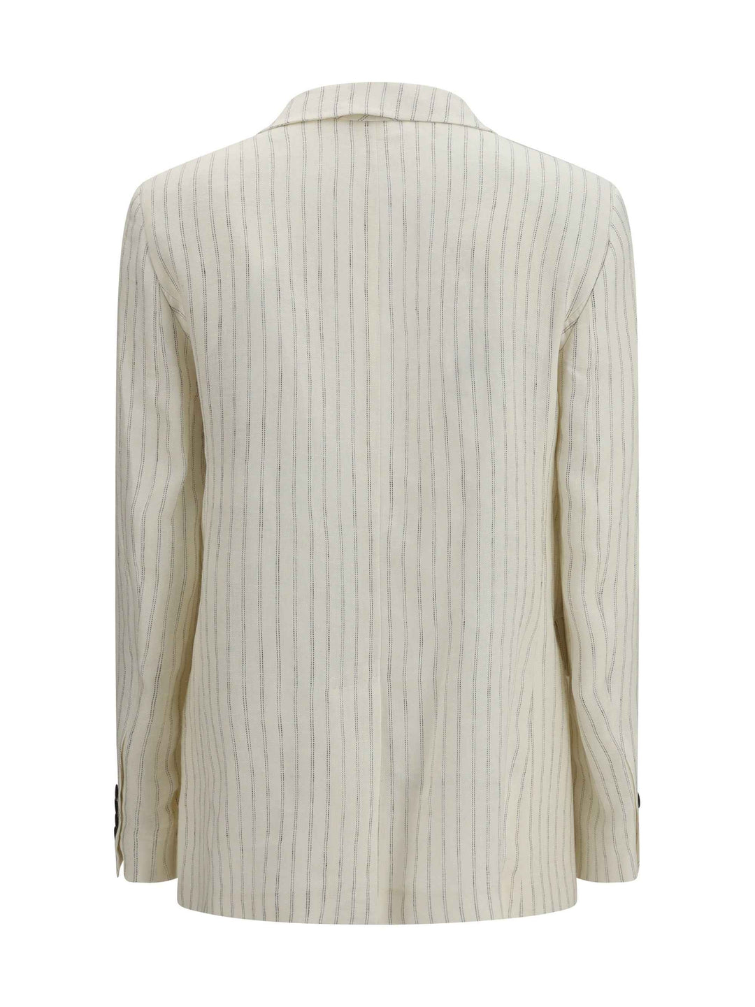 Single-Breasted pinstriped linen Blazer