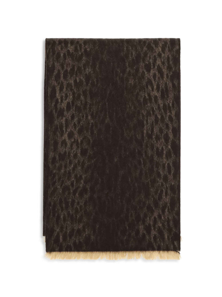 Leopard-print wool Scarf with monogram