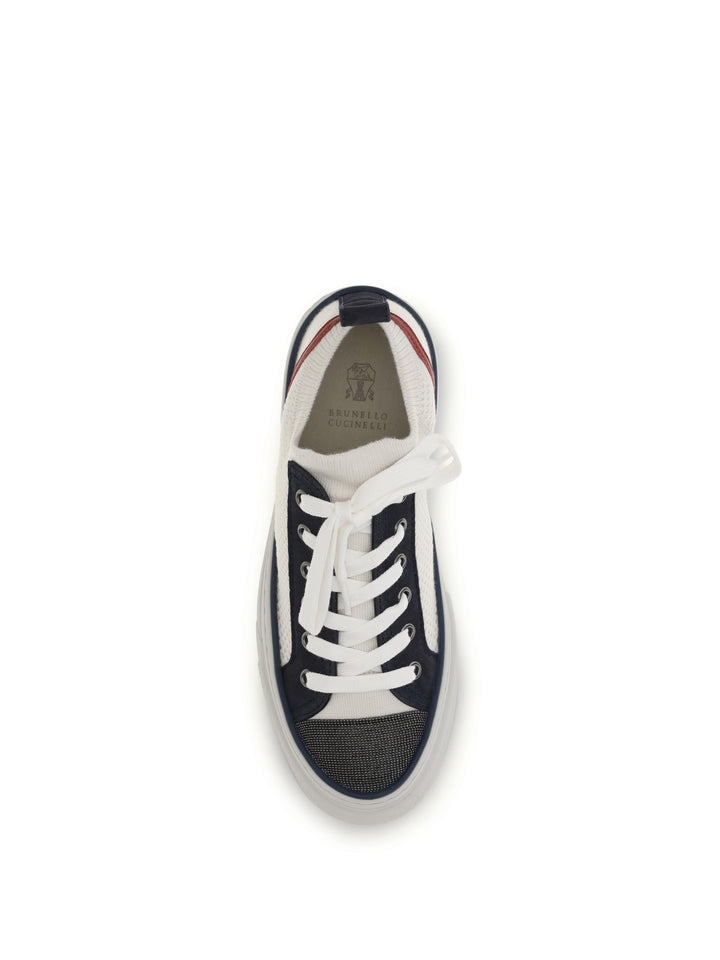 Cotton knit and suede Sneakers with Precious Toe 4