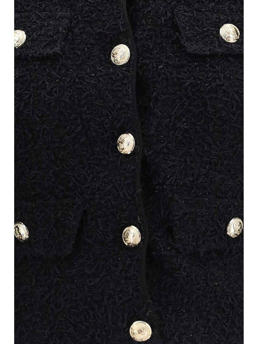 Double-breasted tweed cropped Jacket with logo buttons