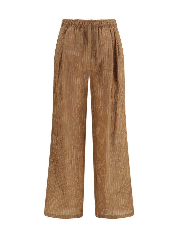 Vanity Pants in striped froissé fabric 1