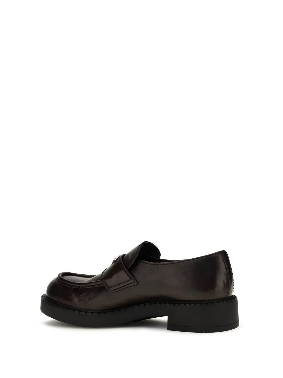 Brushed leather Loafers with triangle logo 3
