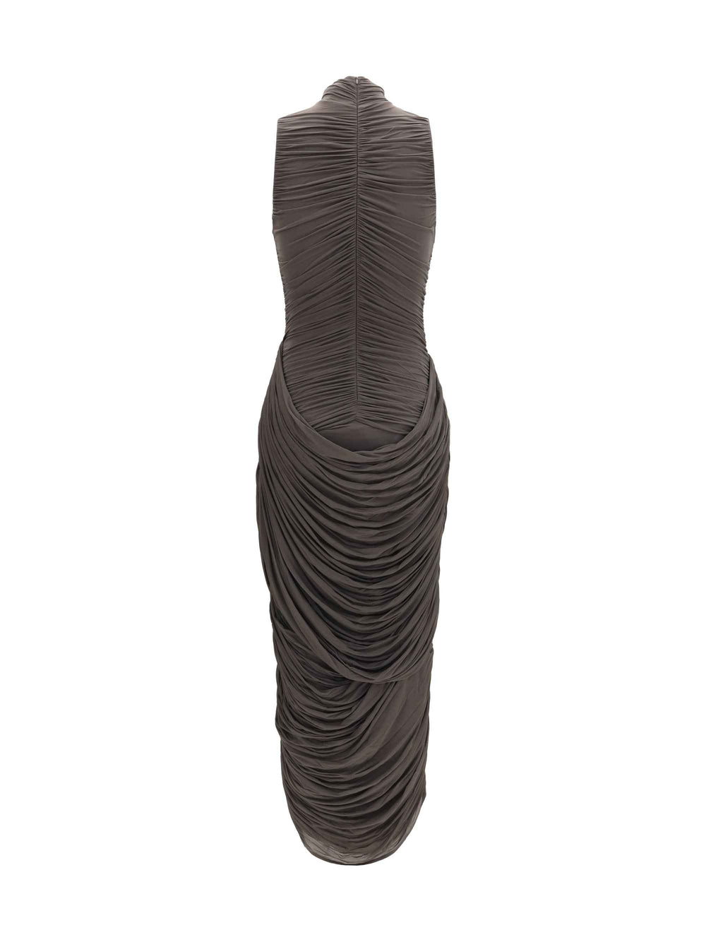 Draped high-neck midi Dress