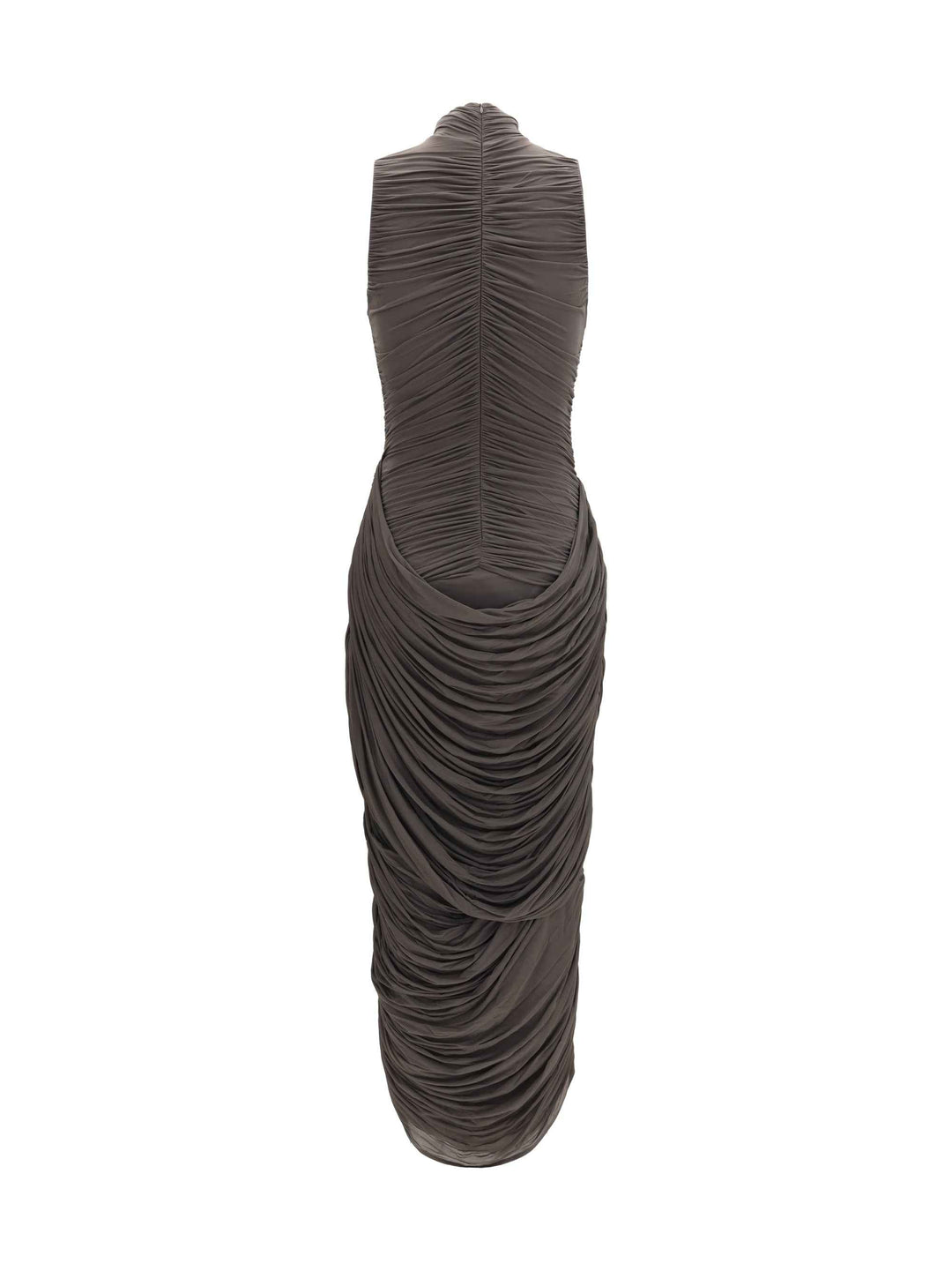 Draped high-neck midi Dress