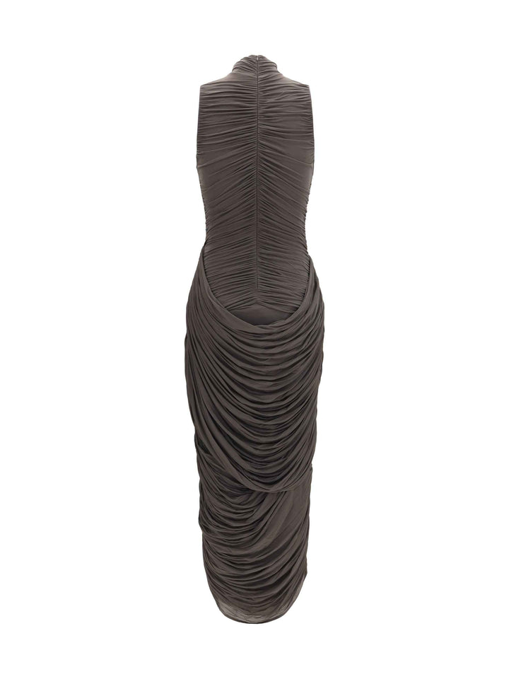 Draped high-neck midi Dress