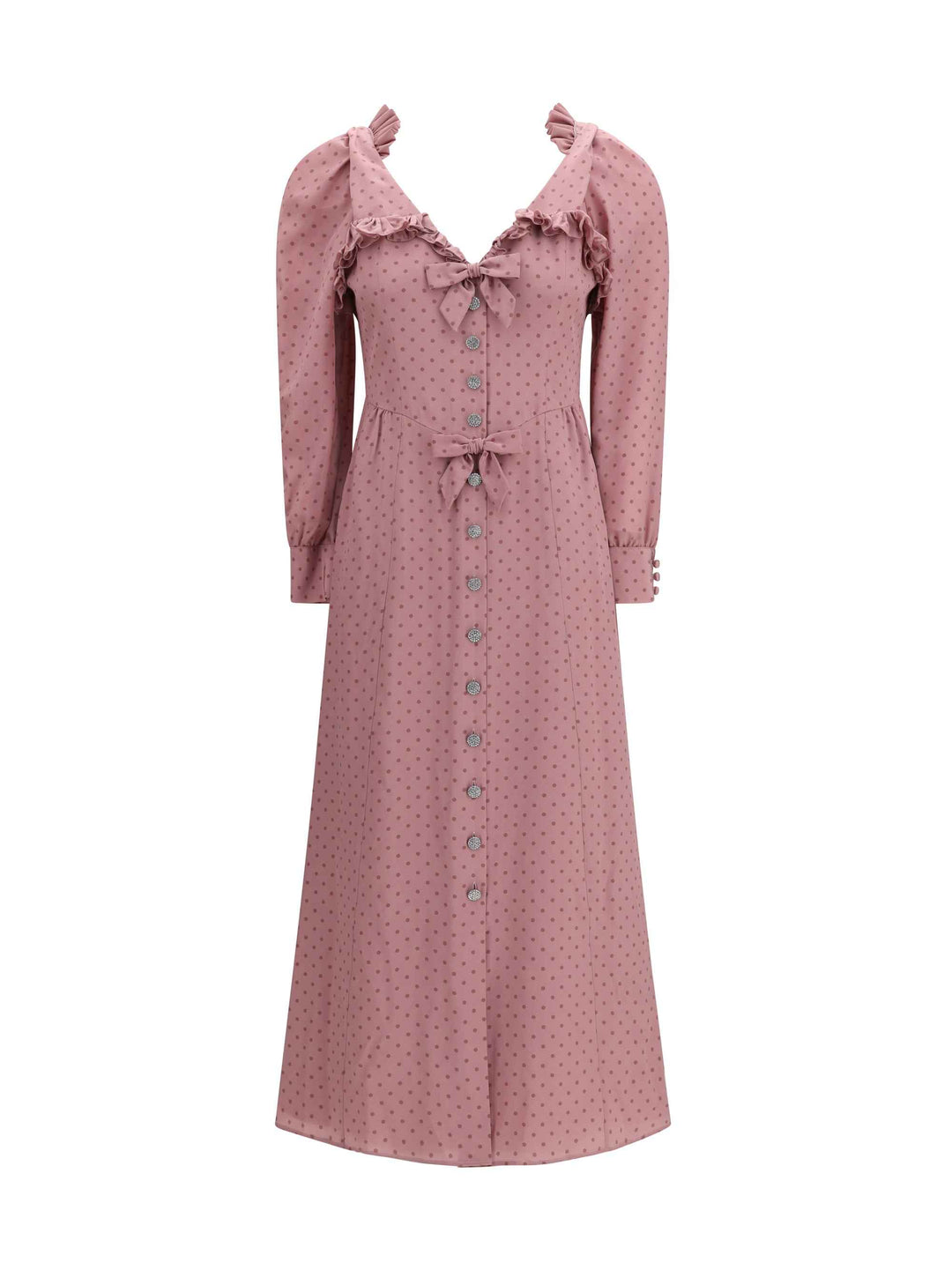 Polka Dot Midi Dress with Ruffles