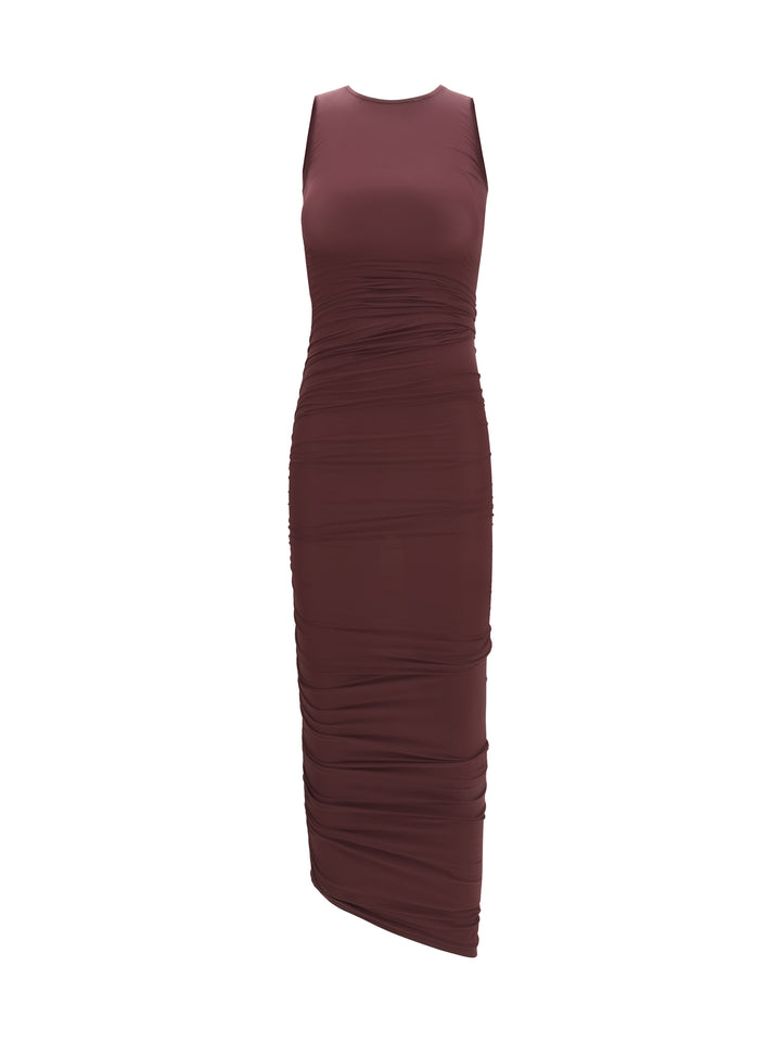 Asymmetric semi-sheer midi Dress 1