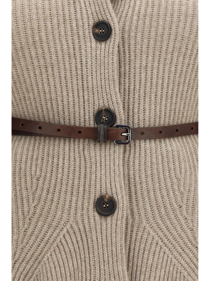 High neck Cardigan with belt 3