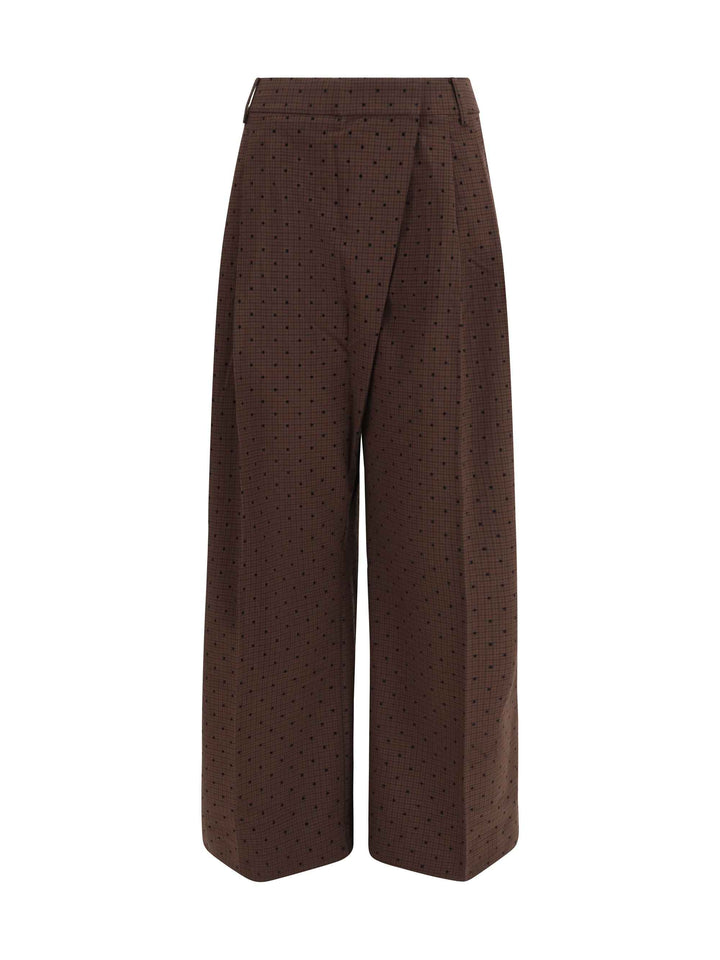 Flocked plaid crossover Pants