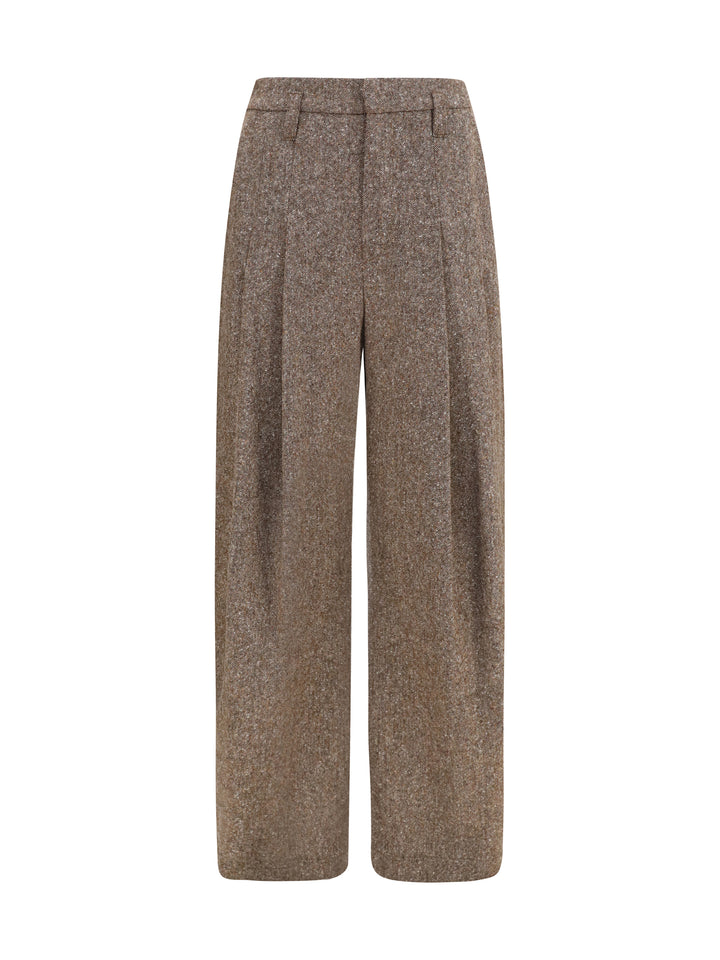Virgin wool palazzo Pants with Monili detail 1