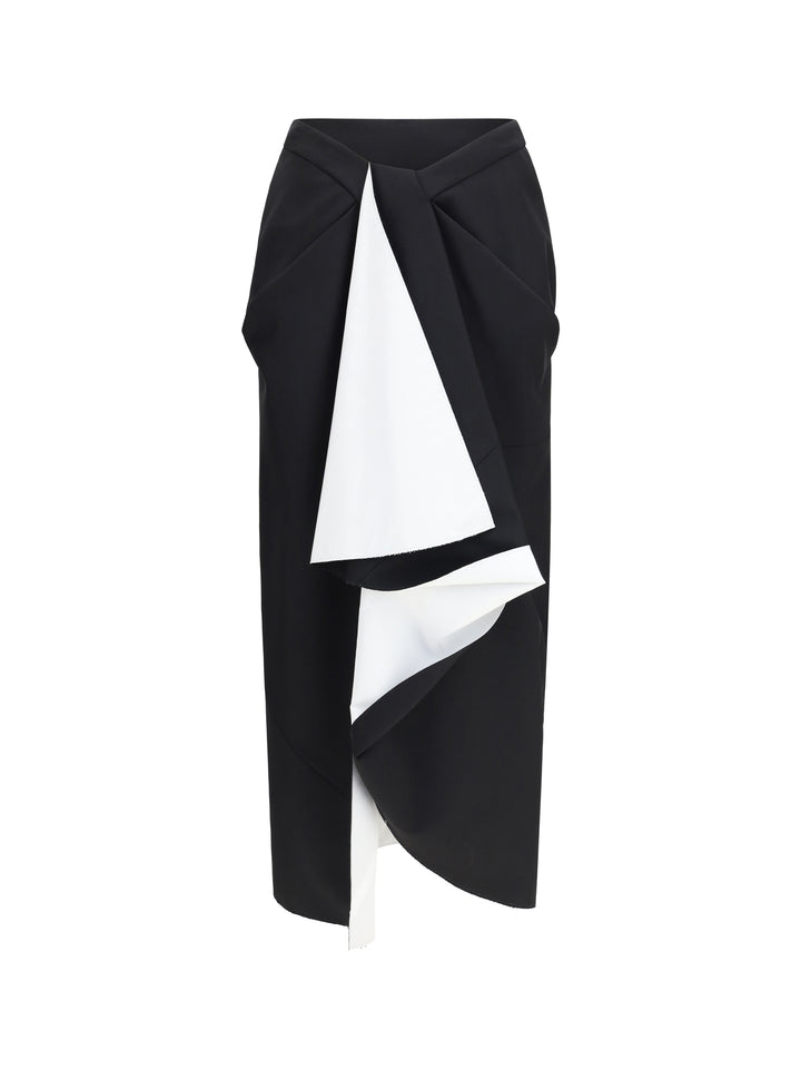 Draped midi Skirt in double-faced wool and mohair 1
